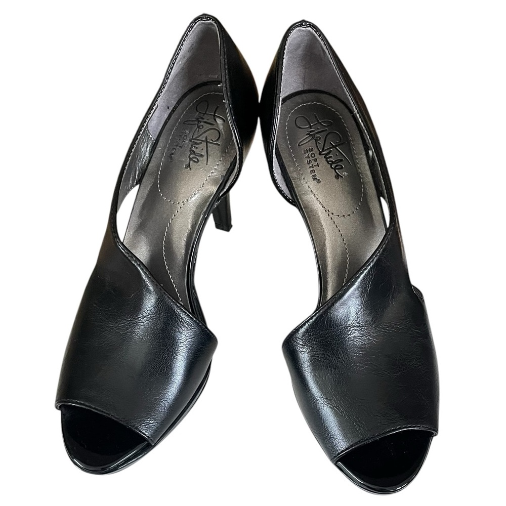 LifeStride Soft System Valda Black Peep Toe High Heels Women's Size 7